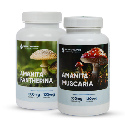 NEWОRGANIC MUSCARIA 120 КАПСУЛ + NEWORGANIC PANTHERINA 120 КАПСУЛ ПО 500 MG УРОЖАЙ 2025 Г