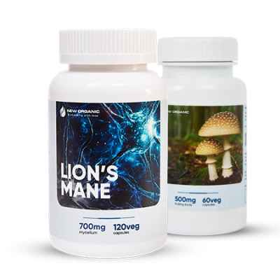 LION'S MANE (ЕЖОВИК ГРЕБЕНЧАТЫЙ) 120 капсул и NEWORGANIC PANTHERINA 60 капсул урожай 2025 г