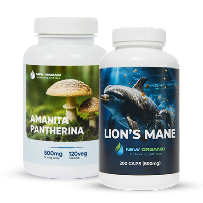 LION'S MANE (ЕЖОВИК ГРЕБЕНЧАТЫЙ) 200 капсул и NEWORGANIC PANTHERINA 120 капсул урожай 2025 г